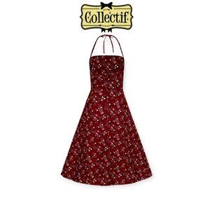 Collectif Burgundy Bandana Halter Dress Size M